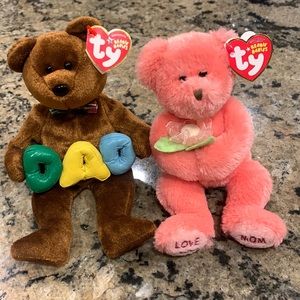 Original Ty Beanie Babies “Mom” 🌸 & “Dad” 💙